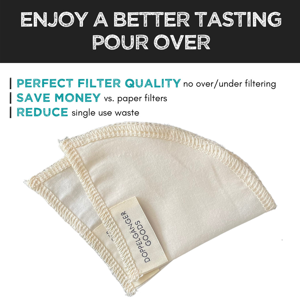 Reusable Organic Cotton Filter for Hario V60 Style Filters better taste