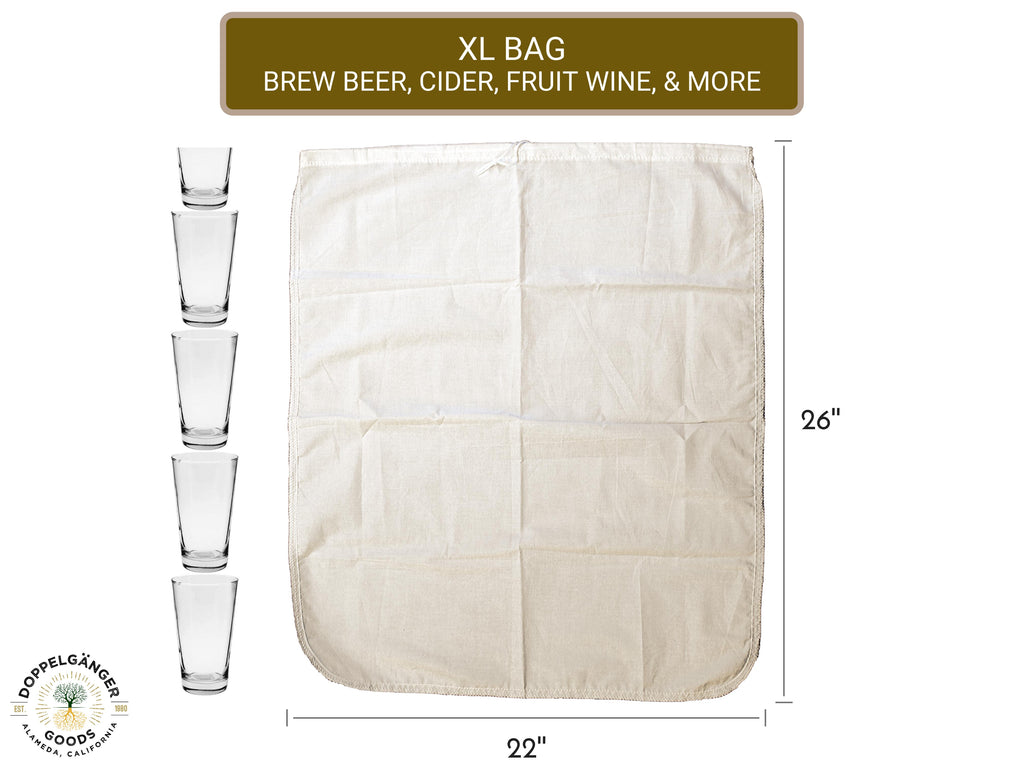 Reusable Organic Cotton Brew-In-A-Bag 26in x 22in (XL)-Doppeltree